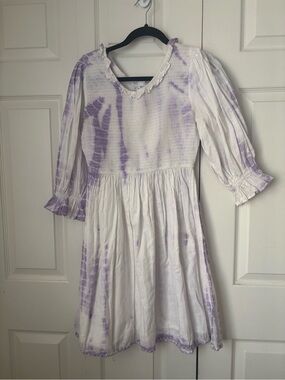Ivy City Co White and Lavender Tie-Dye Dress